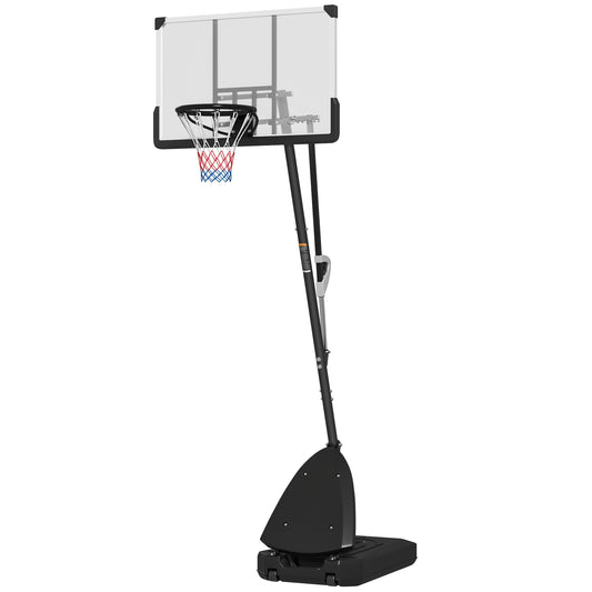 Soozier Basketball Hoop Outdoor, 4.9-10ft Portable Basketball Goal with 44" Shatterproof Backboard, Rebound System, Whee