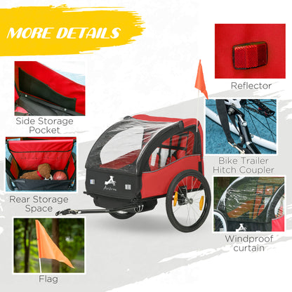 VarietyKart 2 Seat Bike Trailer for Kids, Baby Stroller with Storage Bag, 5 Point Harness, Bicycle Trailer with 20" Whee