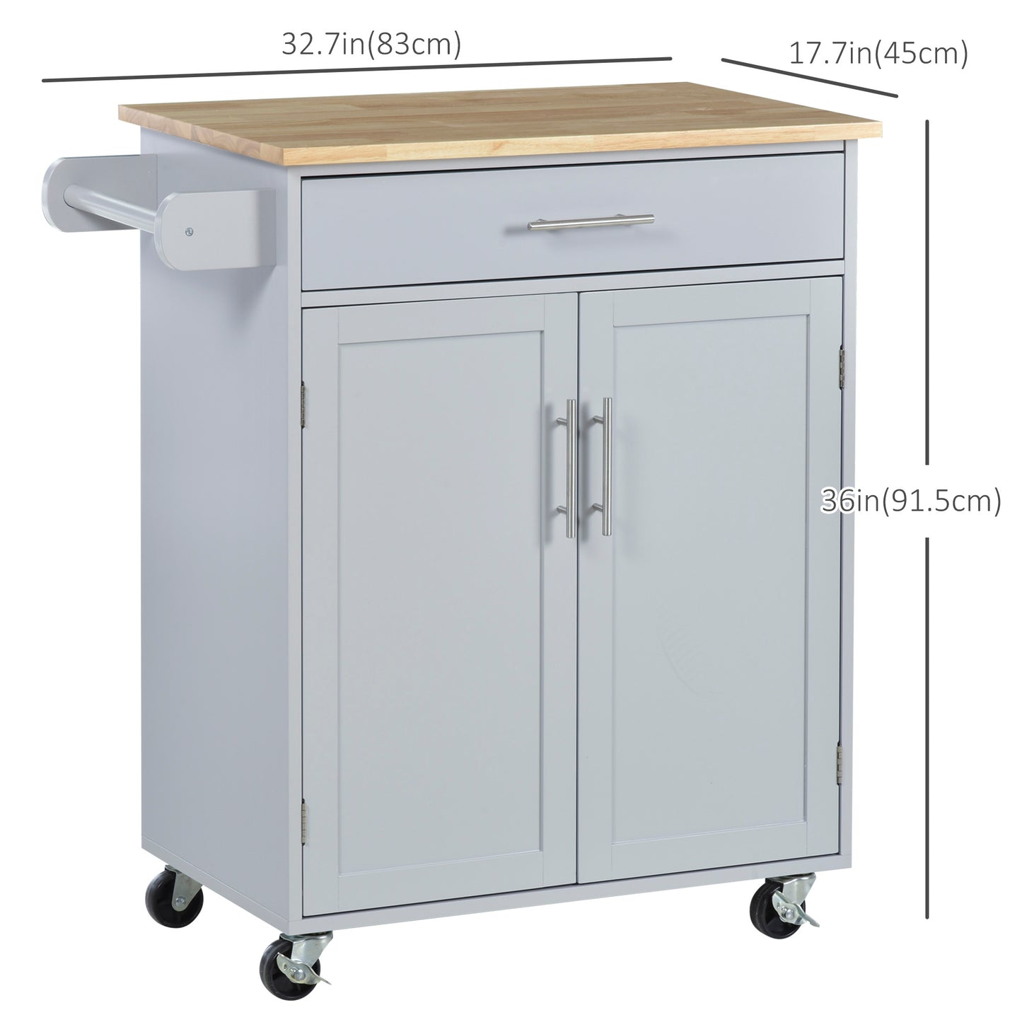 Rolling Kitchen Island Cart with Wood Top, Enough Storage Drawer Space with Towel Bar Rack Shelves, Portable Kitchen Uti