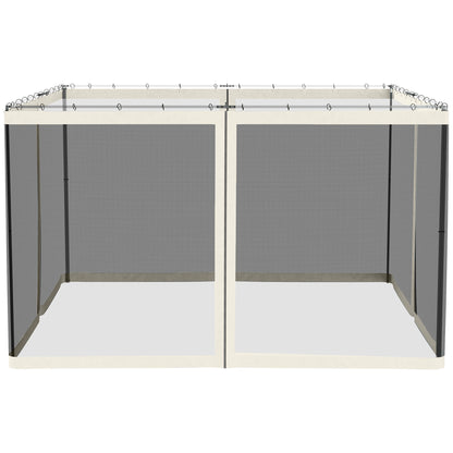Replacement Mosquito Netting for Gazebo 10' x 12' Black Screen Walls for Canopy with Zippers, White