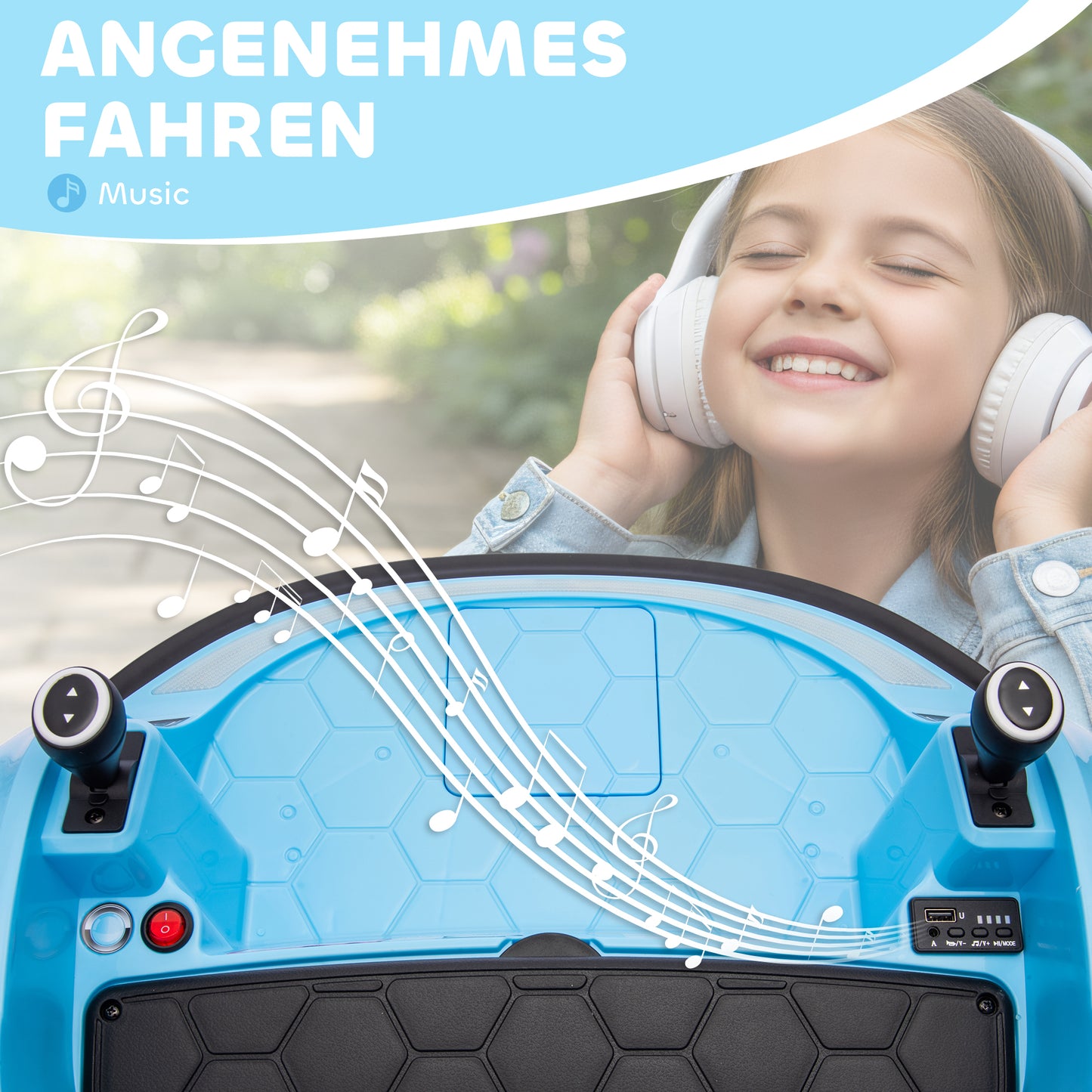 Qaba 12V Bumper Car for Toddlers, Ride On Car with 360 Degree Remote Control, Lights Music Horn, for 1.5-5 Years, Light 