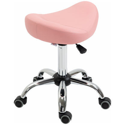 Ergonomic Saddle Stool with Wheels, Adjustable PU Leather Saddle Chair, 360° Swivel, NO Back Pain, Healthy Posture, Salo