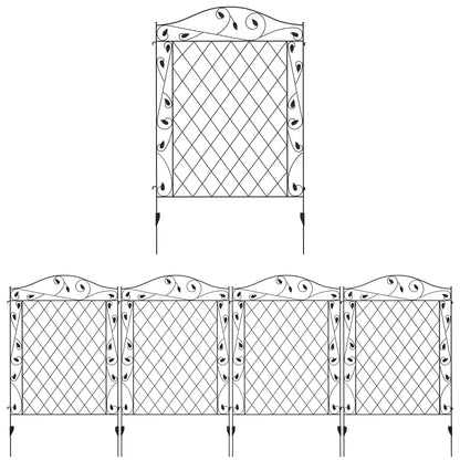 Outdoor Metal Garden Fence Panels, Border Edging for Yard, Patio, 4 Pack, Wavey Vines