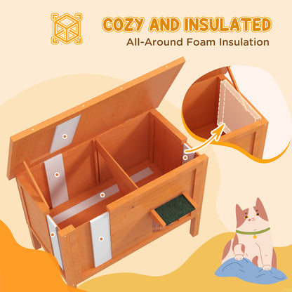 Outdoor Insulated Cat House with Asphalt Roof, Removable Floor, for Cats, Small Animals