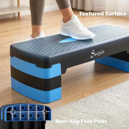 Soozier Aerobic Exercise Step Platform, 4"/6"/8" Adjustable Aerobic Stepper with Risers, Workout Stepper for Home Gym, B