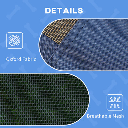 Elevated Cooling Pet Bed Portable Raised Dog Cot with Canopy for XL Sized Dogs, Dark Blue