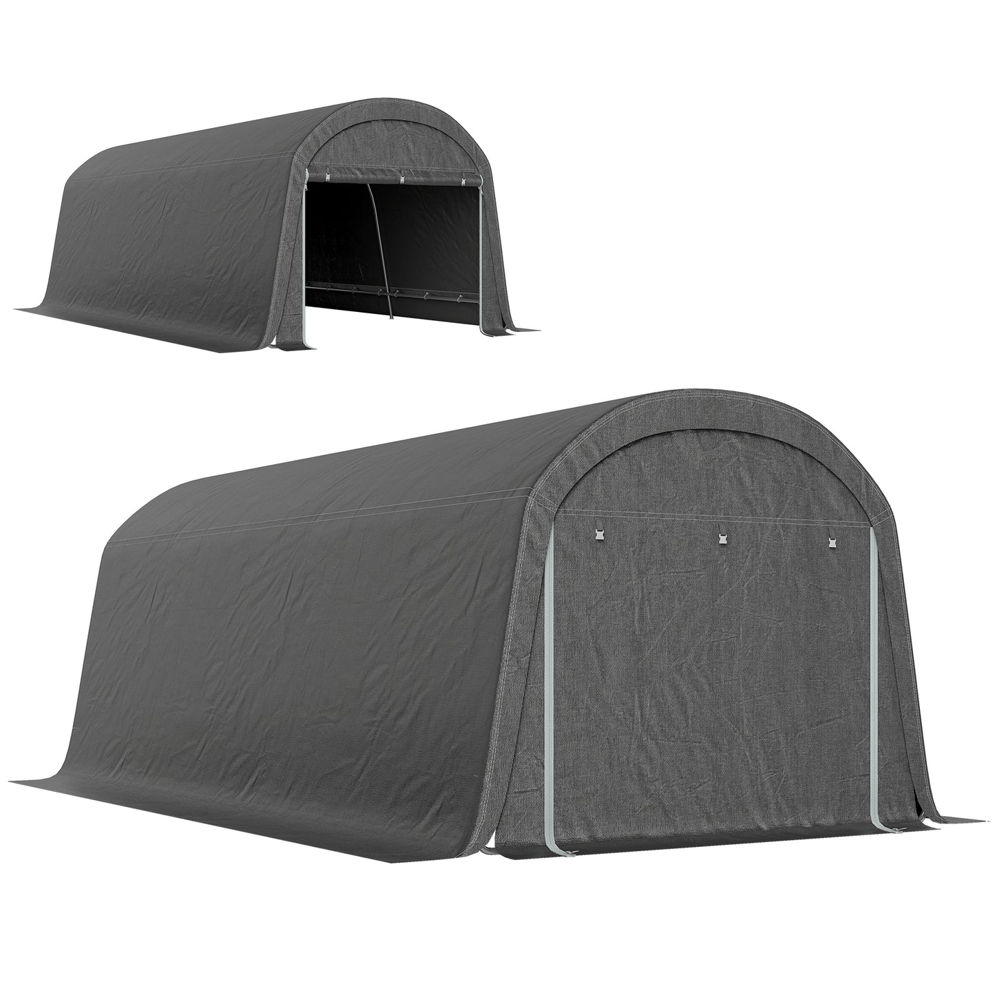 10' x 20' Portable Shed, Motorcycle Bike Tent with Roll-up Door, Galvanised Steel Frame for Garden Tools, Dark Grey