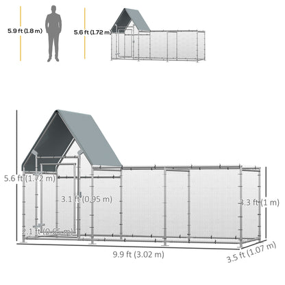 Walk In Chicken Run, Large Galvanized Chicken Coop, Hen Poultry House Cage, Rabbit Hutch Metal Enclosure w/ Water-Resist