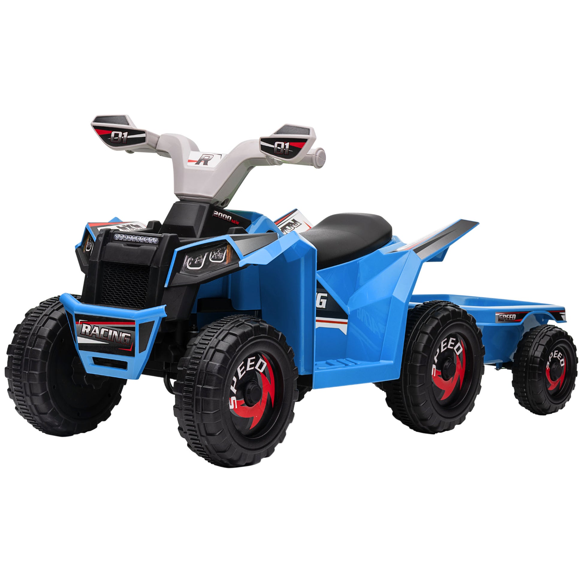 VarietyKart 6V Kids ATV Quad, Battery Powered Electric Vehicle for Kids with Back Trailer, Wear-resistant Wheels, for Bo
