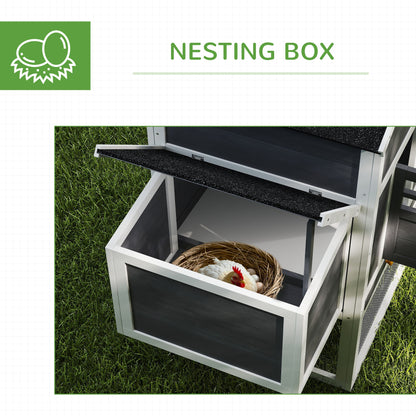117" Extra Large Chicken Coop with Asphalt Roof, Wooden Hen House with Slide-out Tray, Quail Hutch with Nesting Box, Gre