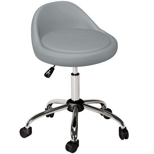 Salon Stool, Adjustable Rolling Stool, Grey