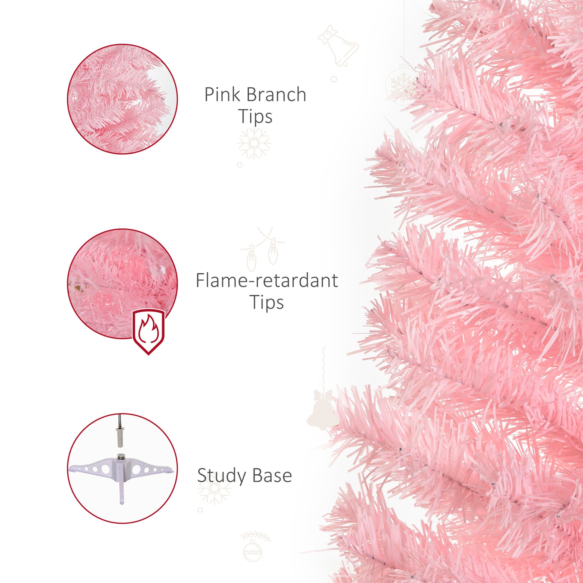 4FT Artificial Christmas Tree Holiday Xmas Holiday Pencil Tree Decoration with Automatic Open for Home Party, Pink