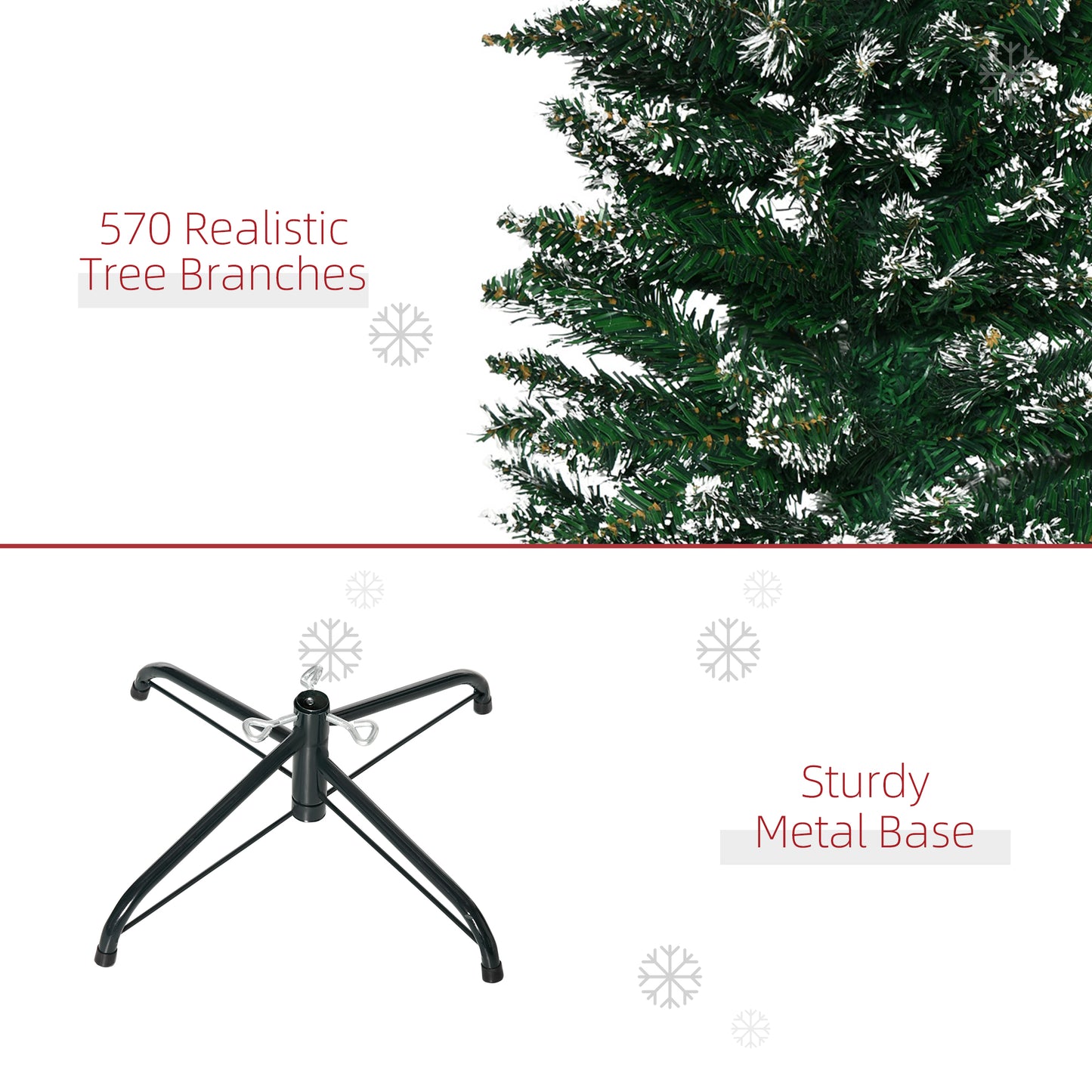 6FT Artificial Snow Dipped Christmas Tree Xmas Pencil Tree Holiday Home Indoor Decoration with Foldable Black Stand, Gre