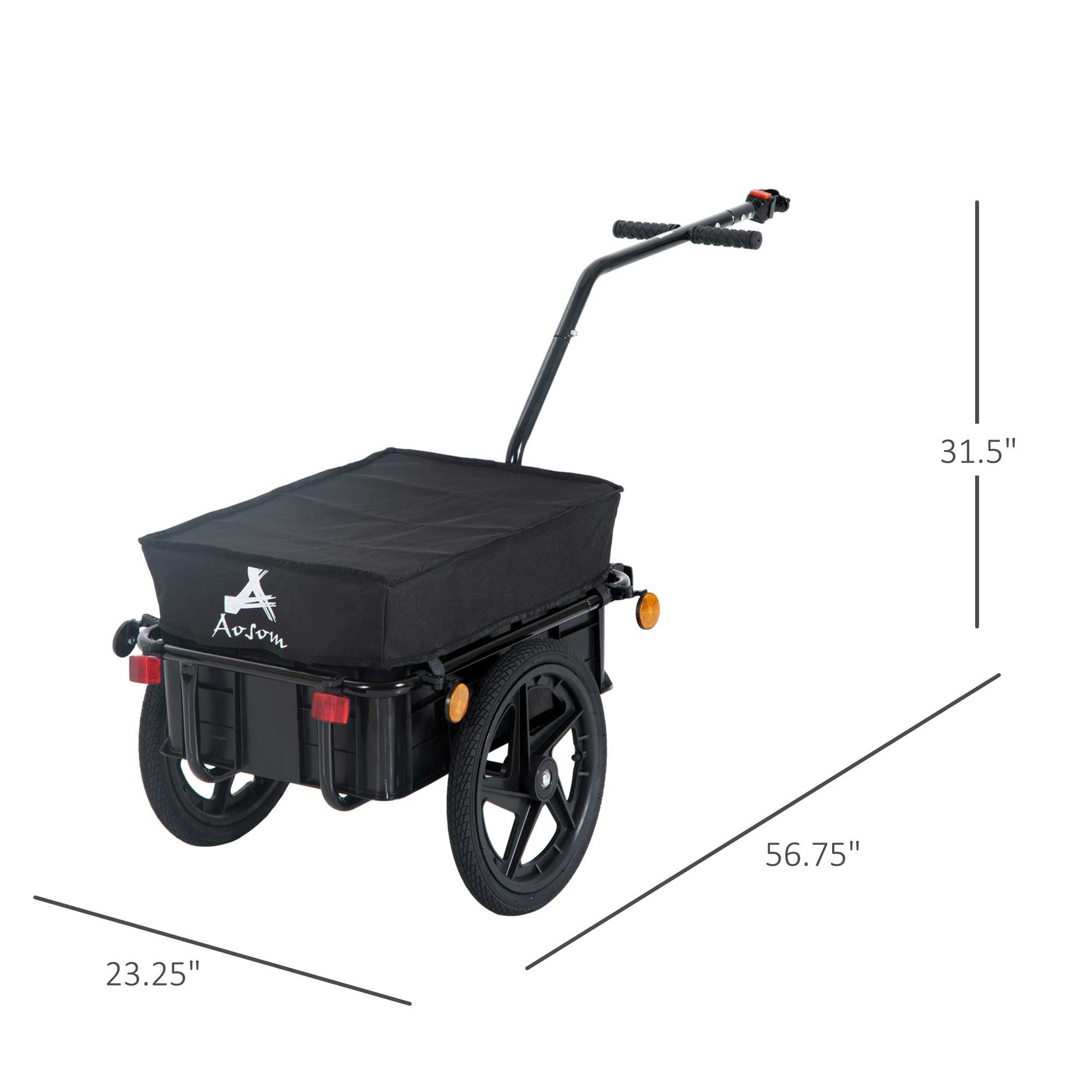 VarietyKart Multi-Functional Bike Trailer Steel Large Bike Luggage Cart Carrier Black