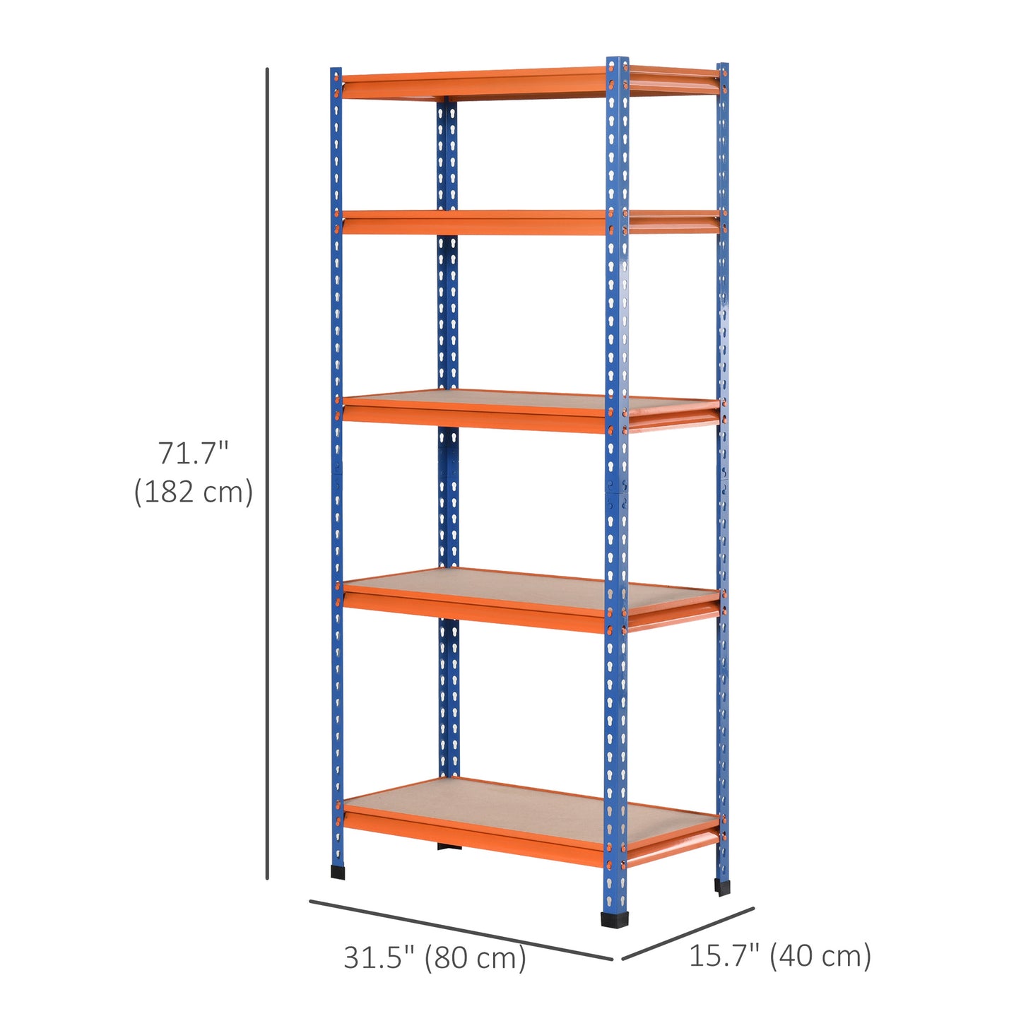5-Tier Heavy Duty Garage Shelf, Metal Shelving Unit with Adjustable Shelves, Metal Frame, 31.5"x15.75"x71.75", 3300 lbs 