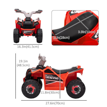 VarietyKart 6V Quad Kids Electric Car with Wear-resistant Wheels, for Boys and Girls Aged 18-36 Months, Red