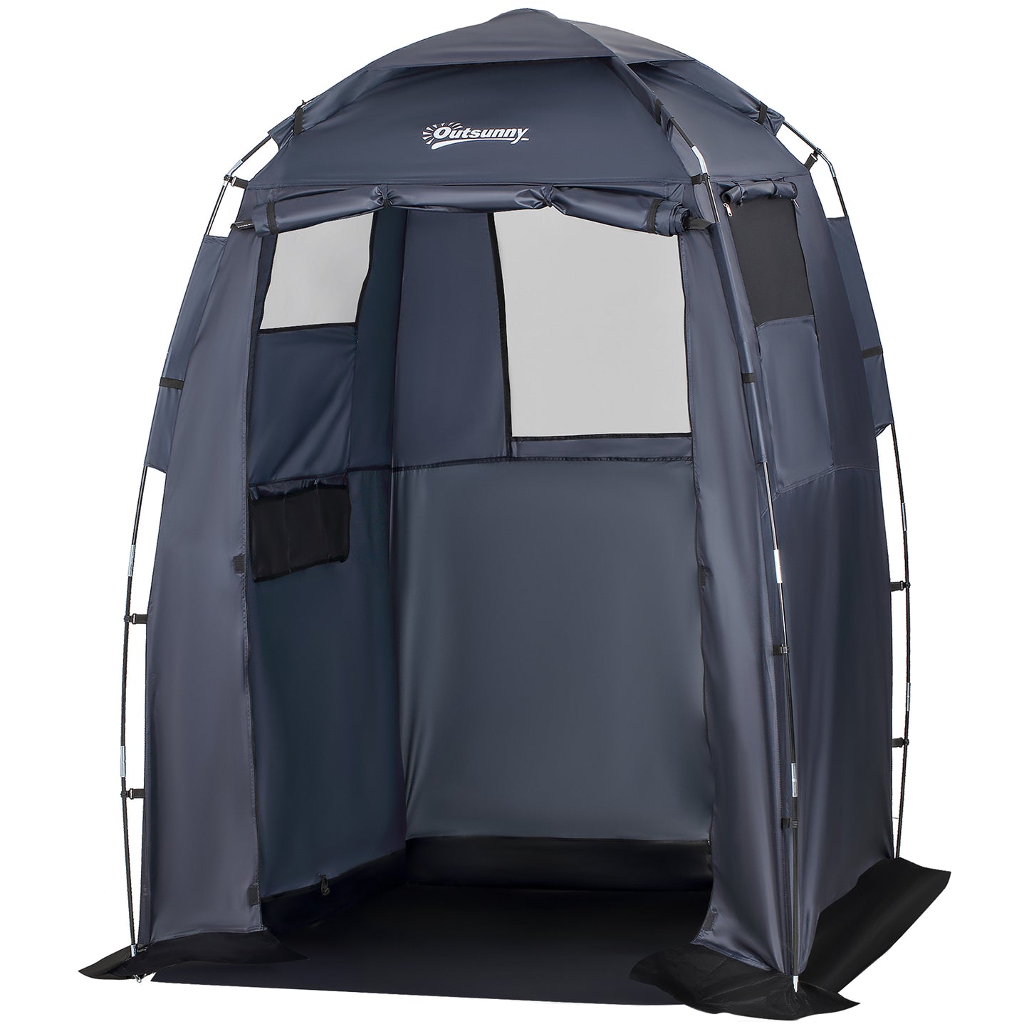 60" x 60" x 82" Shower Tent Extra Wide Changing Room Privacy Portable Camping Shelters with Windows & Floor Mat, Dark Bl