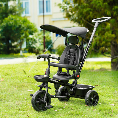 Qaba Tricycle for Toddler 5 in 1 Kids Trike, Converts Stroller to Toddler Bike, Adjustable Backrest & Flat Canopy, Detac