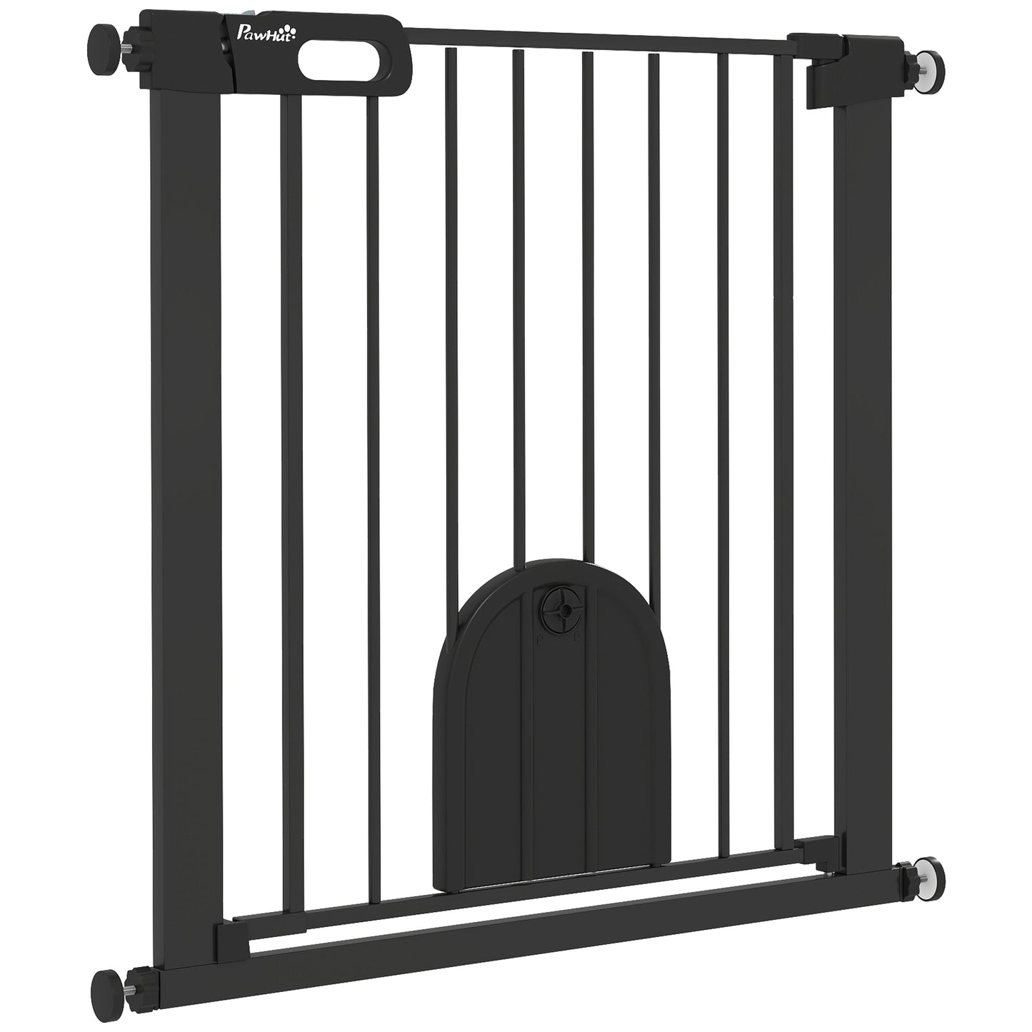 30"-32" Extra Wide Pet Gate Barrier with Small Door, 30"H Dog Gate with Safety Gate Barrier, Stair Pressure Fit, Black