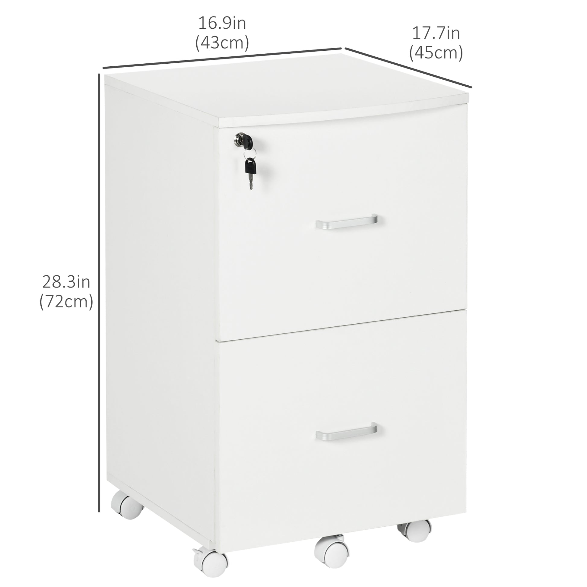 2 Drawer File Cabinet with Lock, Small Rolling Filing Cabinet for A4, Letter-Size Documents, Printer Stand for Home Offi