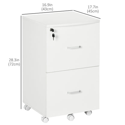 2 Drawer File Cabinet with Lock, Small Rolling Filing Cabinet for A4, Letter-Size Documents, Printer Stand for Home Offi