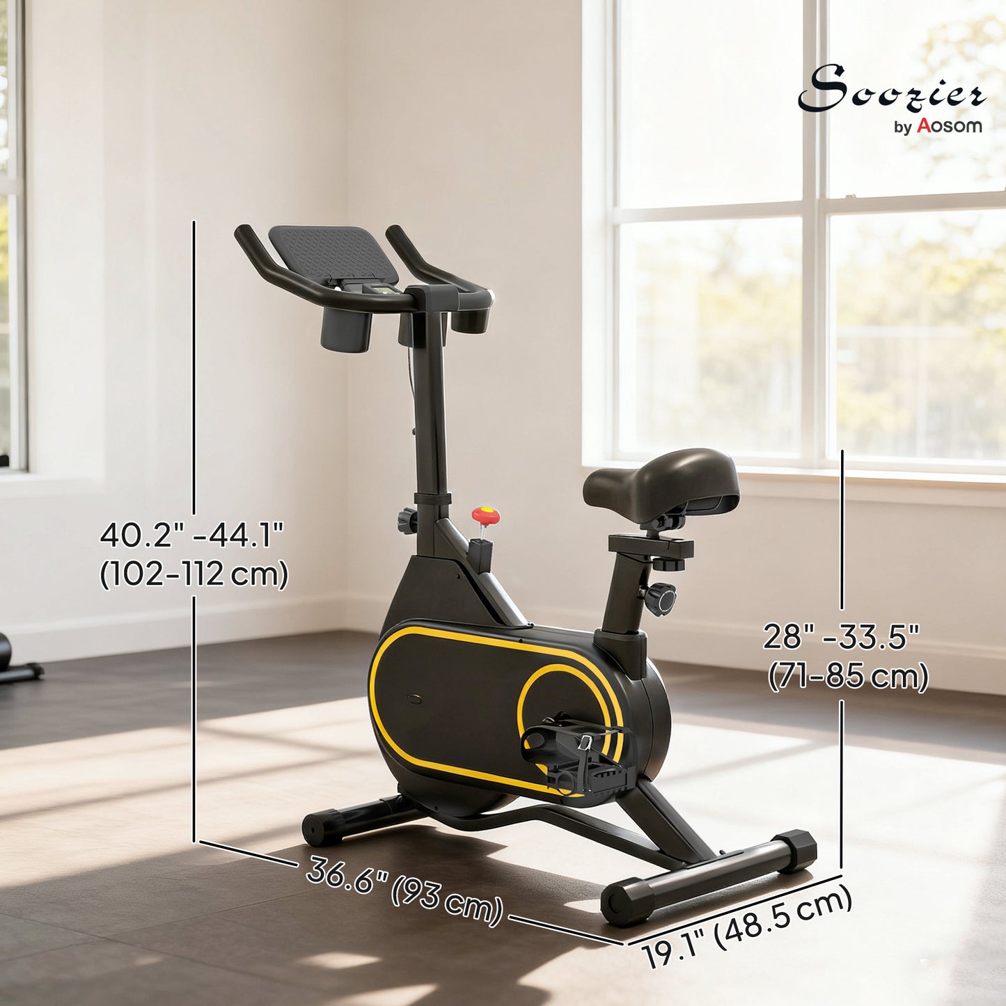 Soozier Exercise Bike, Magnetic Resistance Exercise Bike with LCD Display, Low Noise Stationary Indoor Cycling Bike for 
