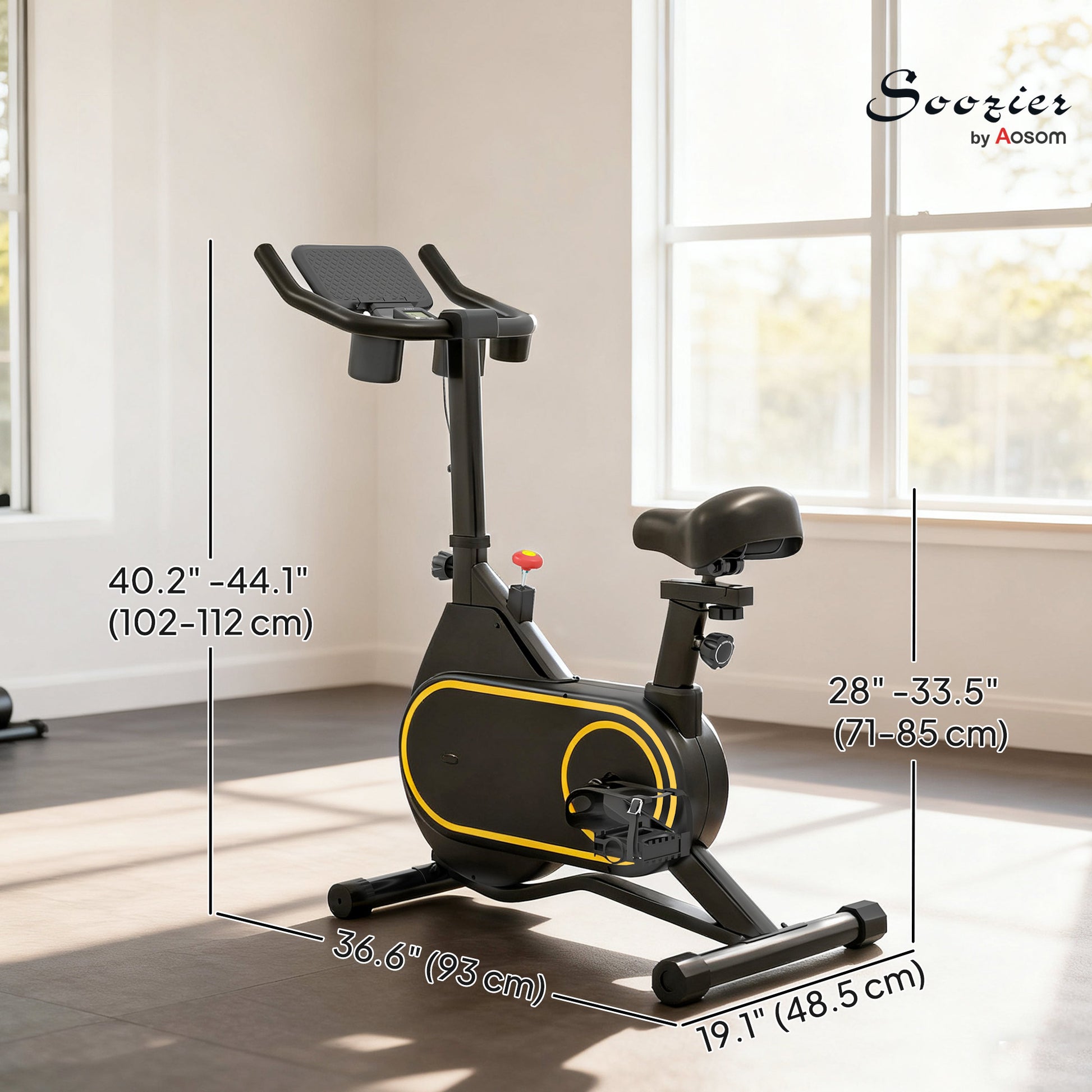 Soozier Exercise Bike, Magnetic Resistance Exercise Bike with LCD Display, Low Noise Stationary Indoor Cycling Bike for 