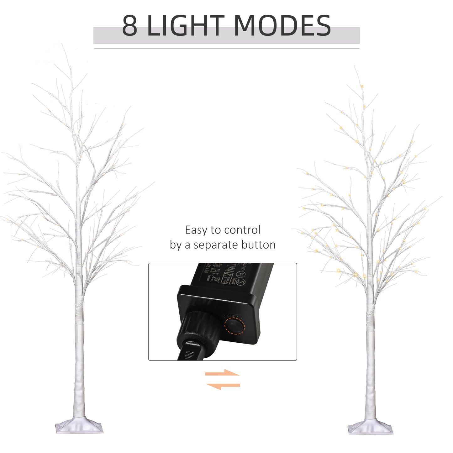 5FT Garden Birch Tree Light with 58 Warm LEDs and 8 Light Modes, DIY Artificial Tree Lamp for Outdoor and Indoor Birthda