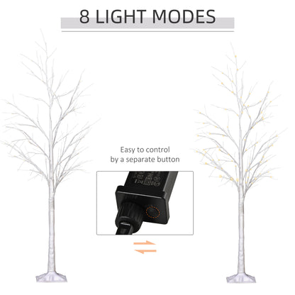 5FT Garden Birch Tree Light with 58 Warm LEDs and 8 Light Modes, DIY Artificial Tree Lamp for Outdoor and Indoor Birthda
