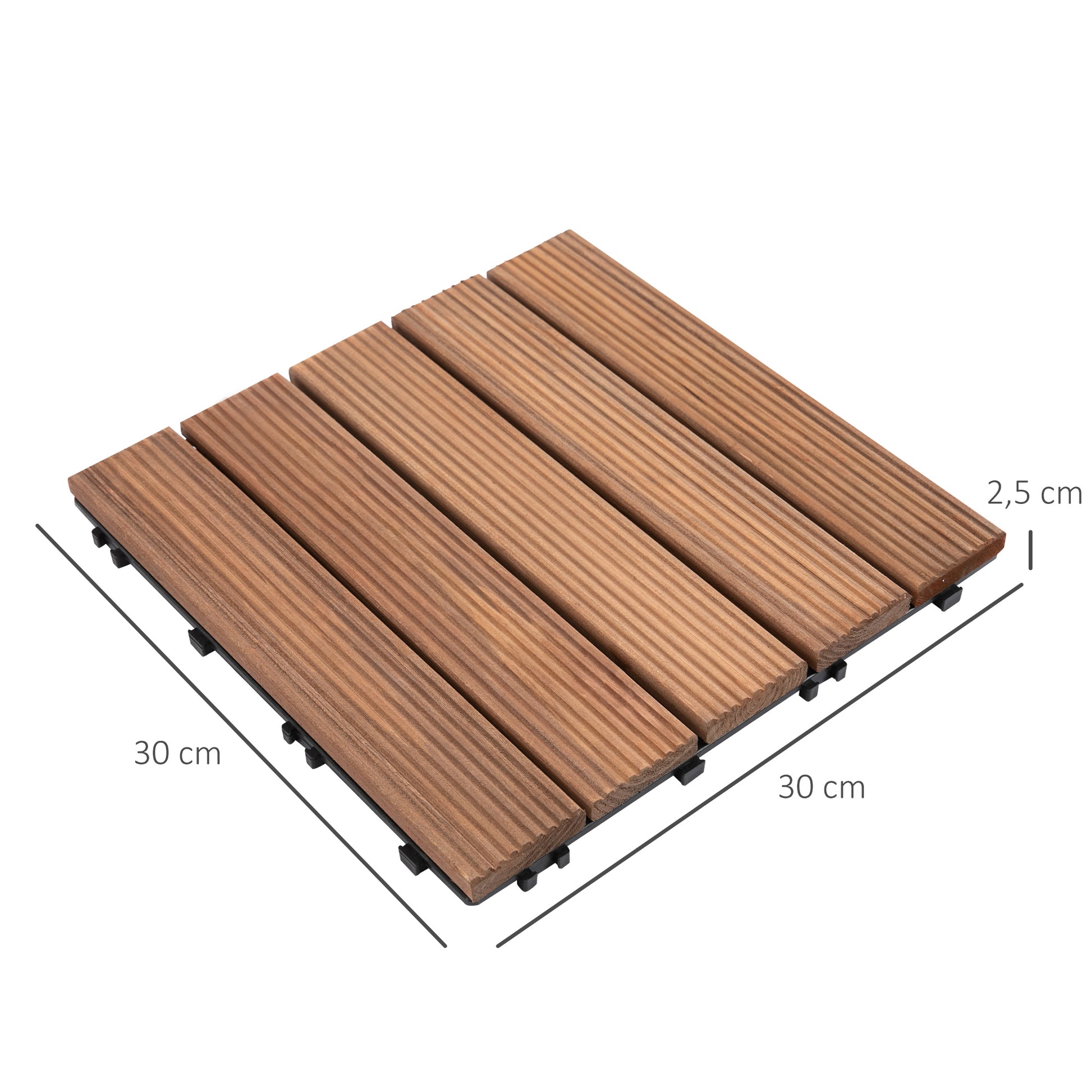27 Pcs Wood Interlocking Deck Tiles, 12 x 12in Outdoor Flooring Tiles for Indoor and Outdoor Use, Tools Free Assembly, B