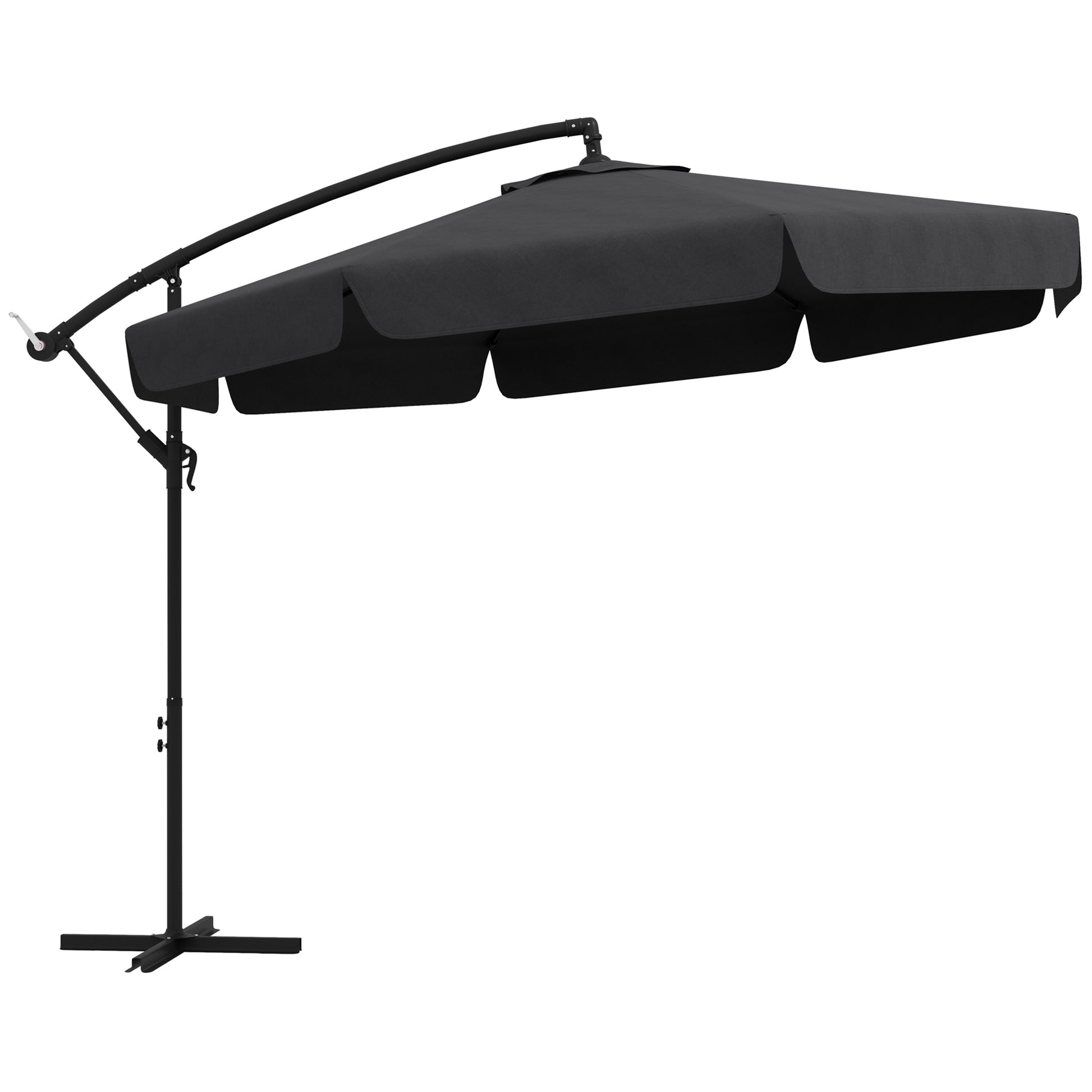 11 FT Cantilever Patio Umbrella Offset Parasol with Cross Base and 8 Ribs for Garden, Black