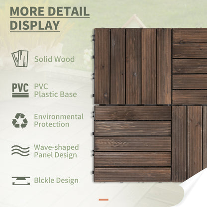27 Pcs Wood Interlocking Deck Tiles, 12 x 12in Outdoor Flooring Tiles for Indoor and Outdoor Use, Tools Free Assembly, B