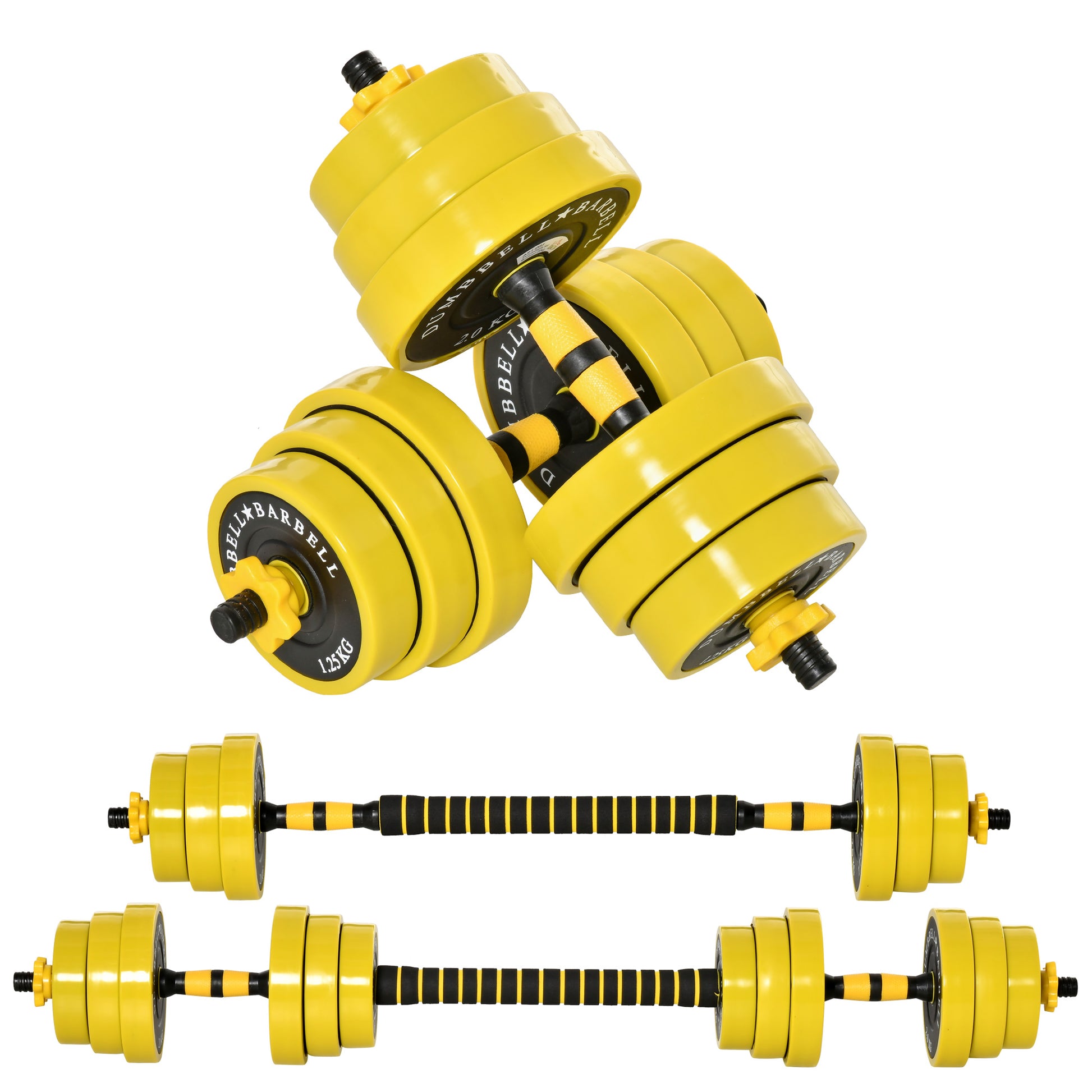Soozier Dumbbell & Barbell Adjustable Set 44lbs Plate Bar Clamp Rod for Strength Training, Full Body Workout, Muscle Bui
