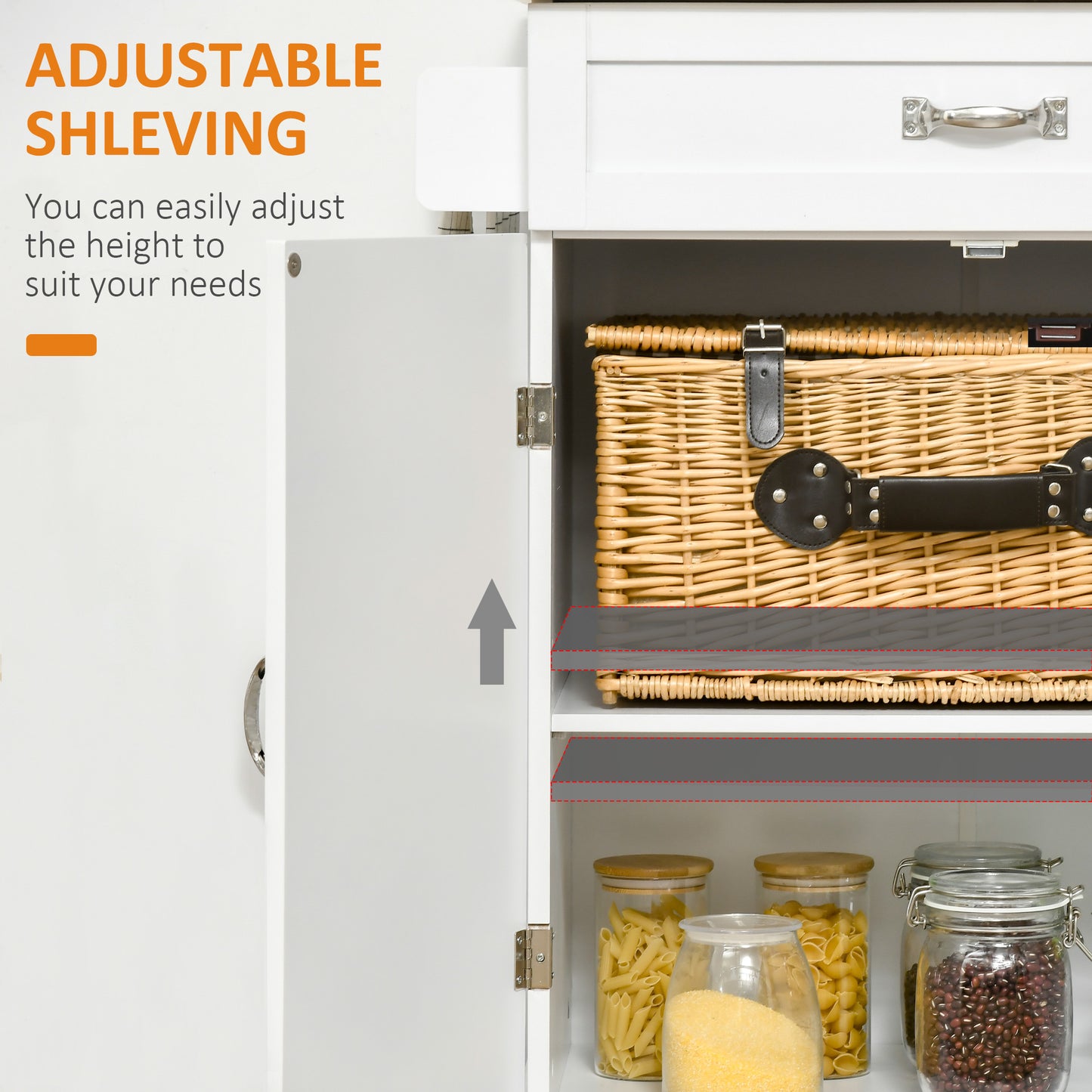 Foldable Kitchen Island with Storage Drawer, Farmhouse Style Rolling Utility Cart, Coffee Bar Cabinet on Wheels with Dro