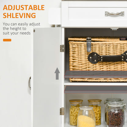 Foldable Kitchen Island with Storage Drawer, Farmhouse Style Rolling Utility Cart, Coffee Bar Cabinet on Wheels with Dro