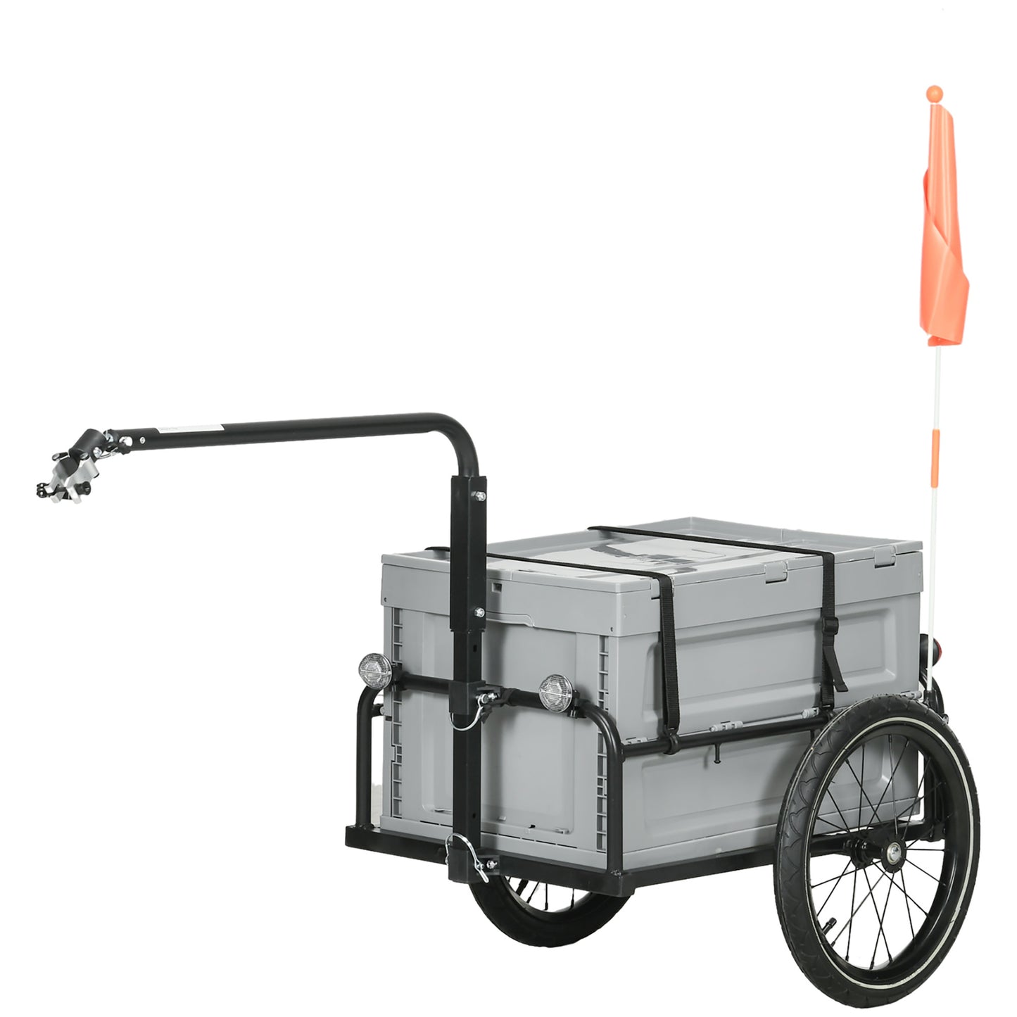 VarietyKart Steel Trailer for Bike, Bicycle Cargo Trailer with Foldable Storage Box and Safe Reflectors, Max Load 88LBS,