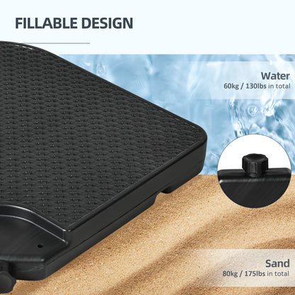 4PCs Cantilever Umbrella Base Weights for Offset Banana Parasol, HDPE Water or Sand Filled Patio Umbrella Weights for Cr