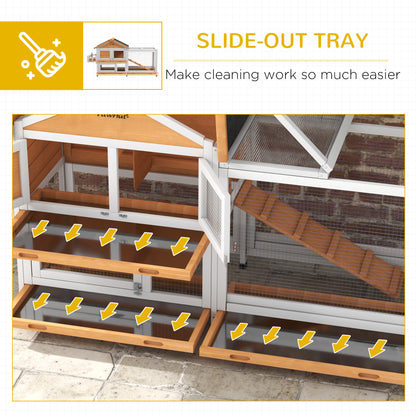 65" Wooden Rabbit Hutch, Pet Playpen with Openable Roof, Storage Box, for Rabbits and Small Animals, Yellow