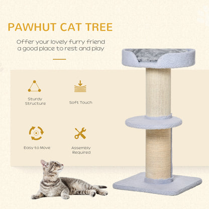 Cat Tree Kitty Tower with Sisal Mat Scratching Post, Cat Bed, Cushion, Perch, 18" x 18" x 36",  Light Blue