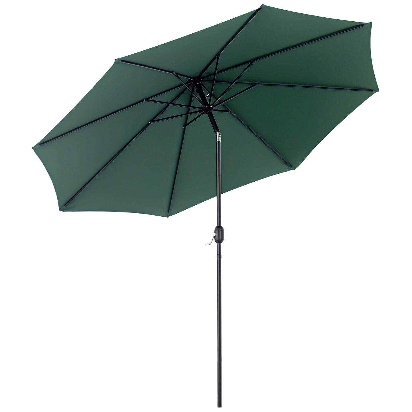 10' x 8' Round Market Umbrella, Patio Umbrella with Crank Handle and Tilt, Outdoor Parasol for Garden, Bench, Lawn, Gree