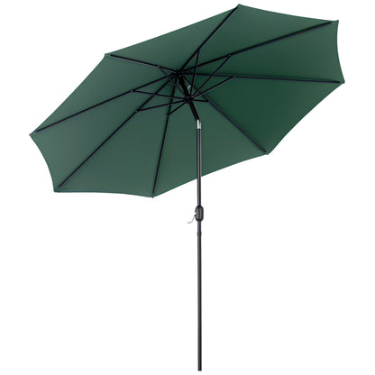 10' x 8' Round Market Umbrella, Patio Umbrella with Crank Handle and Tilt, Outdoor Parasol for Garden, Bench, Lawn, Gree