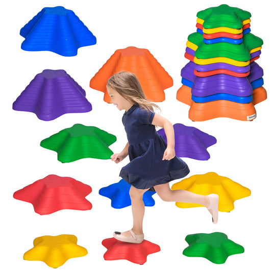 11PCs Larger Size Balance Stepping Stones for Kids with Non-slip Bottom, Stackable Obstacle Course Outdoor Indoor, Play 