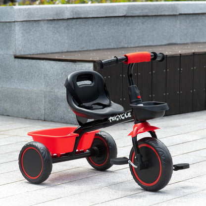 Qaba Large Kids Tricycle for Toddler 2-5 Year Old Girls and Boys, Toddler Trike Bike with Adjustable Seat, Safety Belt, 