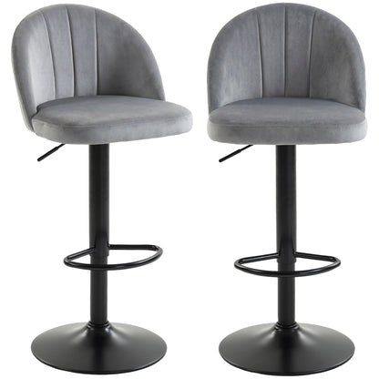 Bar Stools Set of 2, Swivel Counter Height Barstools with Footrest, Grey