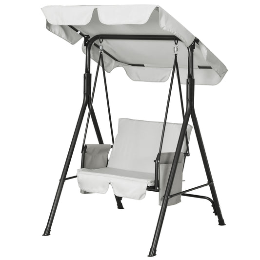 1-Seat Outdoor Porch Swing Patio Swing with Adjustable Canopy, Removable Seat and Back Cushion for Garden, Poolside