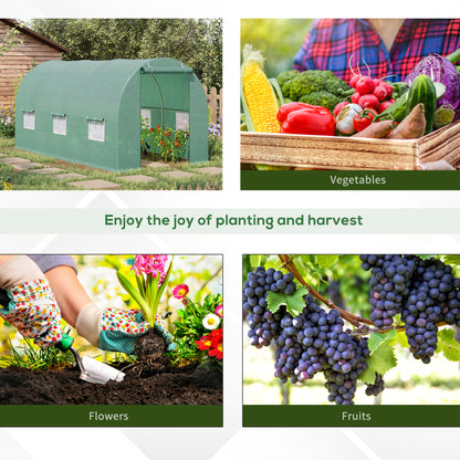 15' x 6.6' x 6.6' Walk-in Tunnel Greenhouse Garden Plant Seed Growing Warm House Outdoor Hot House w/ Roll Up Door, Wind