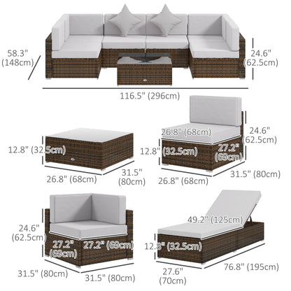9 Pieces Wicker Patio Furniture Set with Cushion, Light Grey