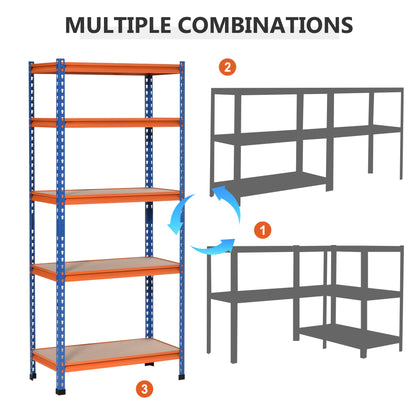 5-Tier Heavy Duty Garage Shelf, Metal Shelving Unit with Adjustable Shelves, Metal Frame, 31.5"x15.75"x71.75", 3300 lbs 