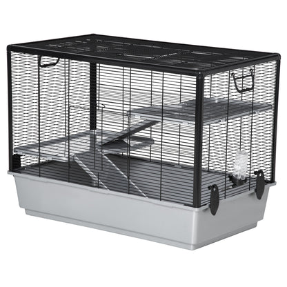 3-tier Hamster Cage, Guinea Pig Cage with Accessories Food Dish Water Bottle, Ramps, 31.5"x19"x 23", Grey