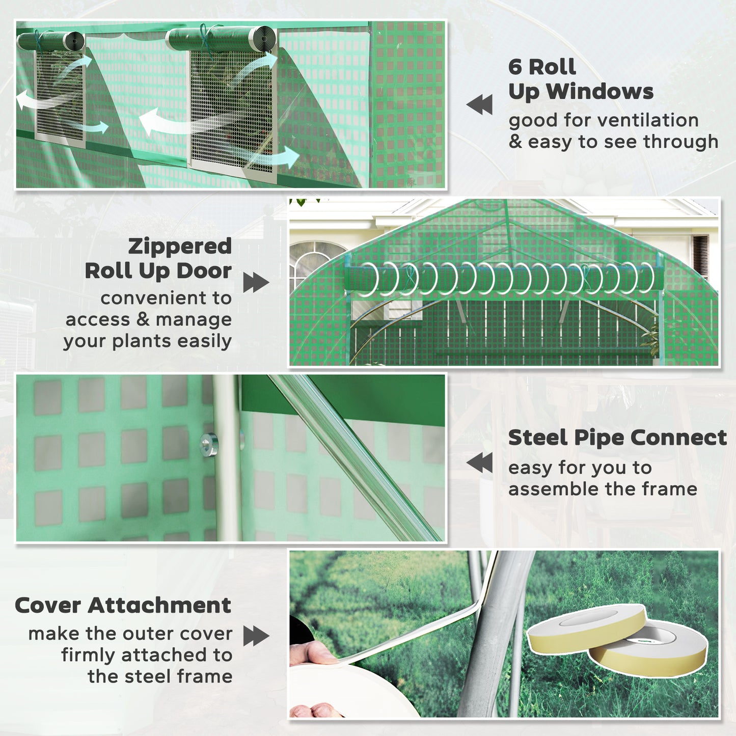 6.6' x 11' x 7' Portable Walk-In Tunnel Greenhouse, Garden Plant Growing Warm House, Outdoor Seed Flower Vegetable Growt